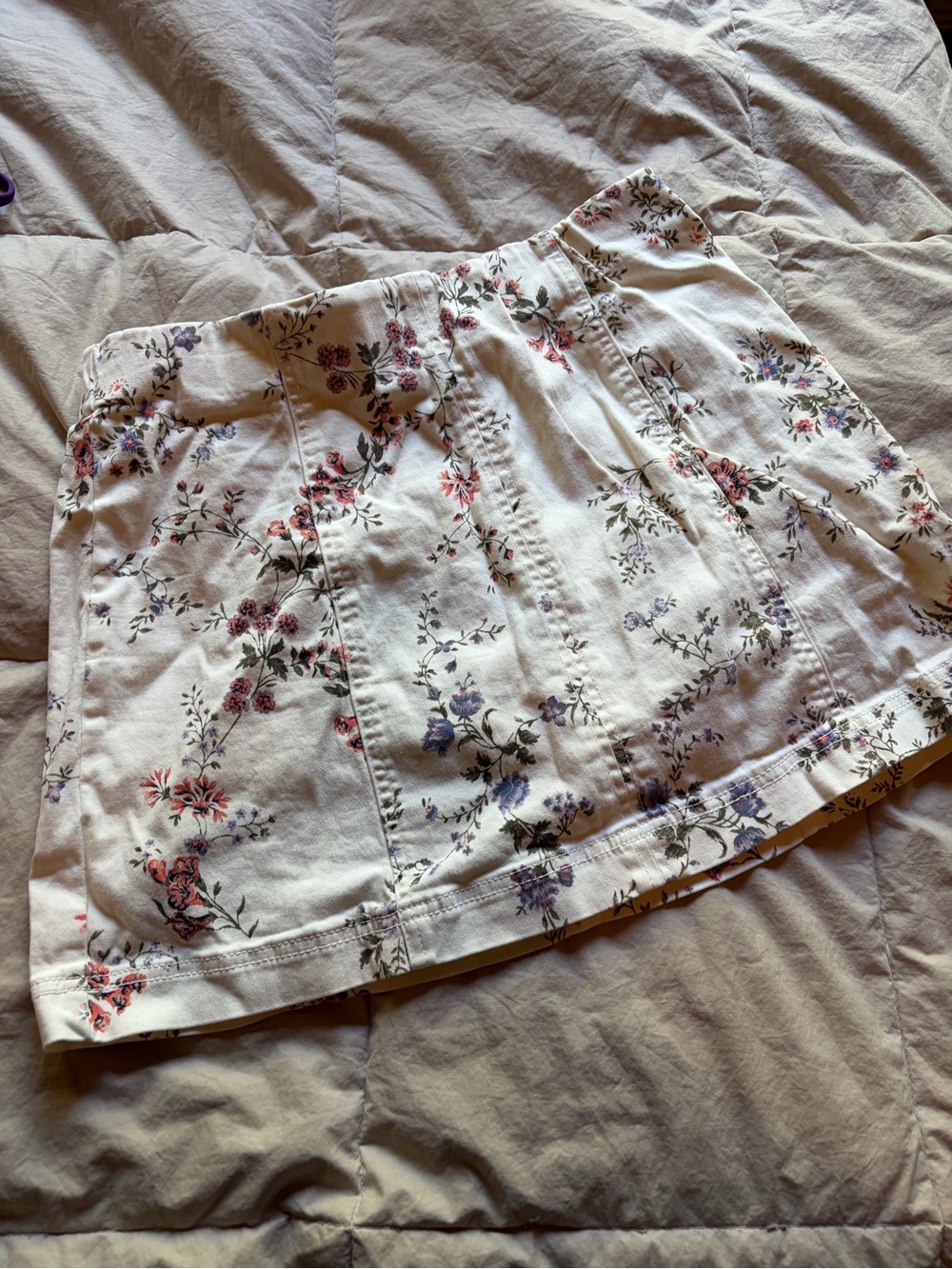 No Boundaries White Floral Mini Skirt with Pink & Lavender Accents